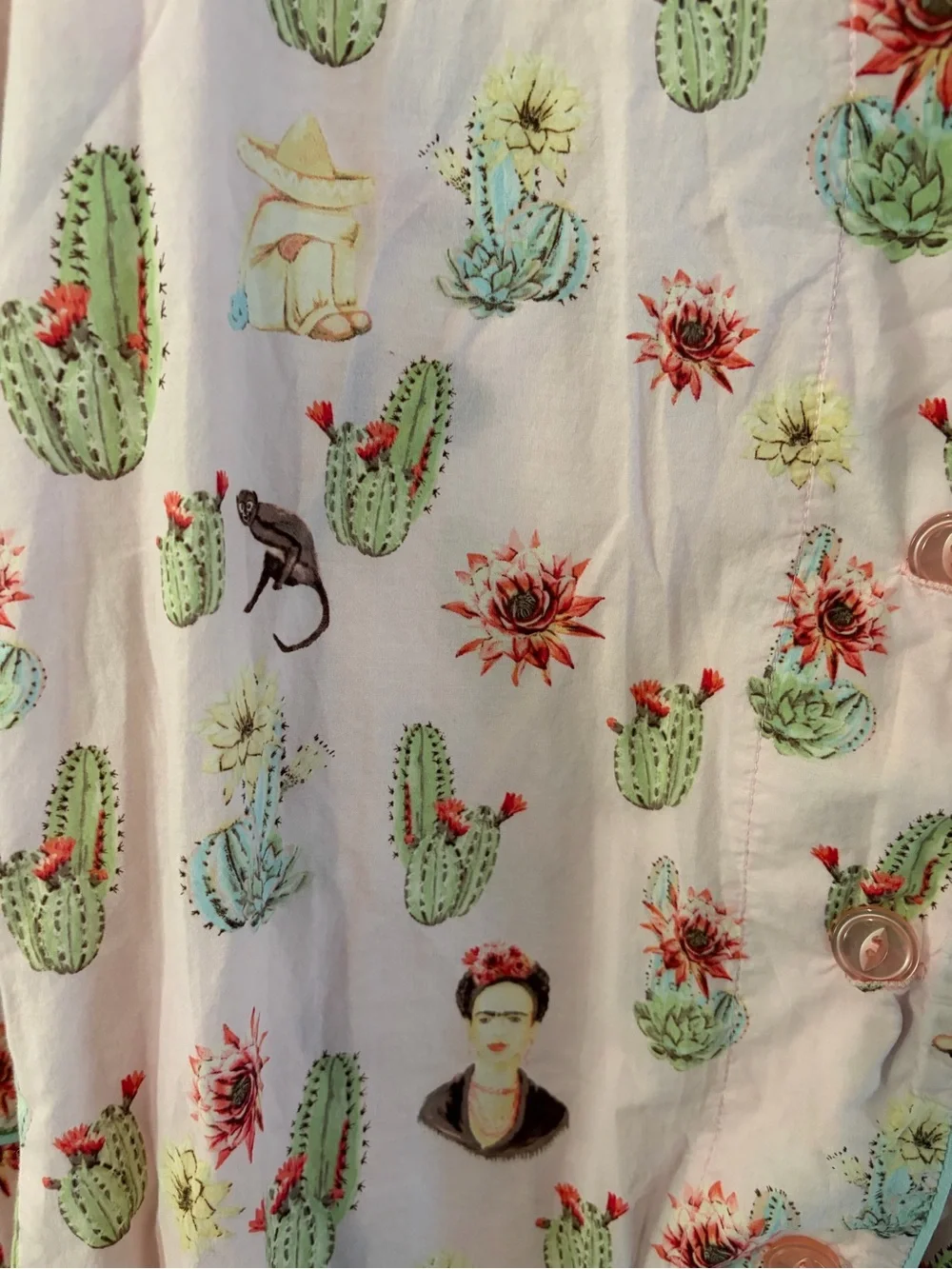 Bed Head Pajama Set Womens XS Long Sleeve Monkey Succulent Cotton